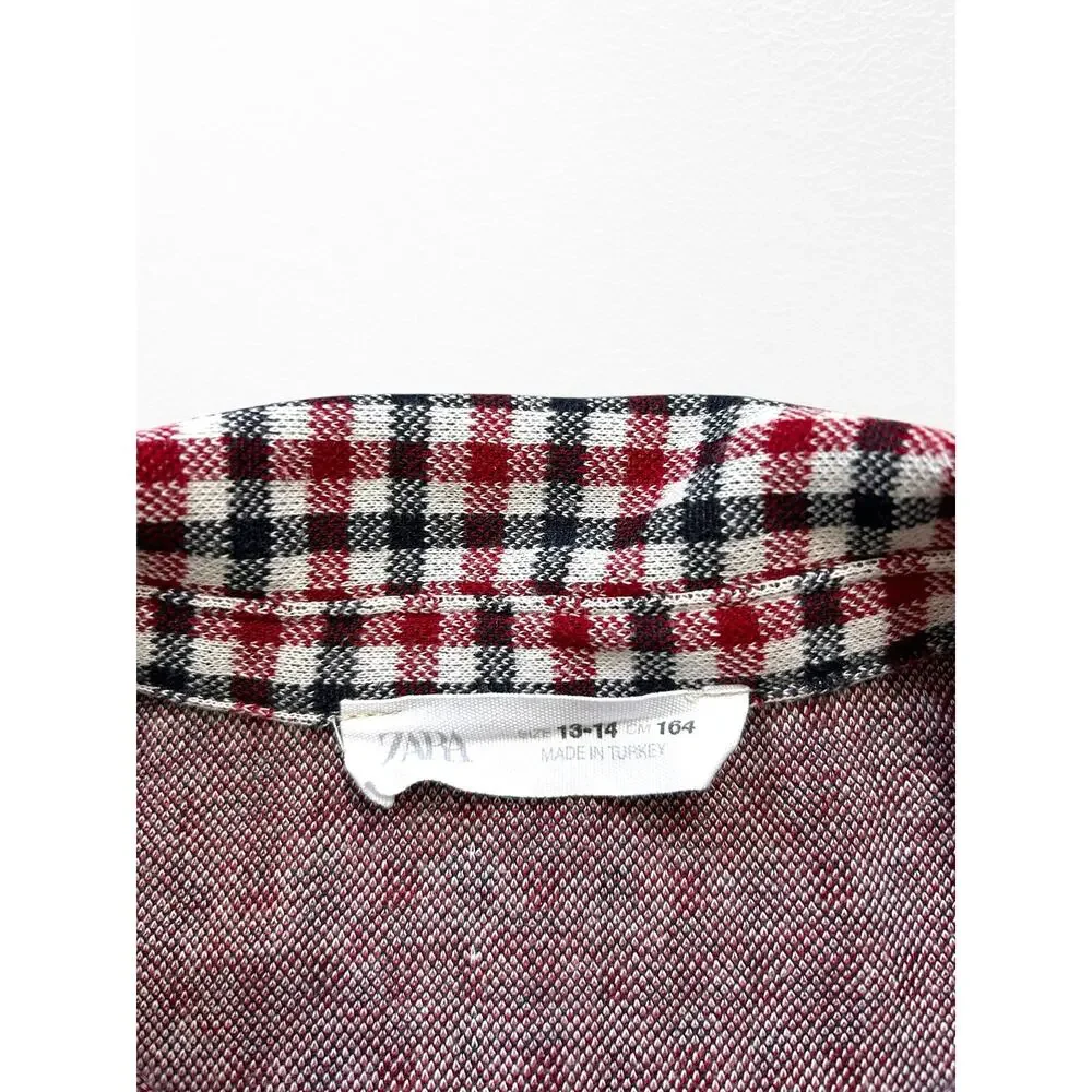 Zara Girls’ Cap Sleeved Checked Shirt Dress, Size 13/14